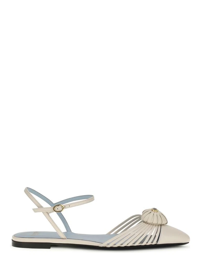 Beige Calf Leather Bos Taurus Ballet Flats