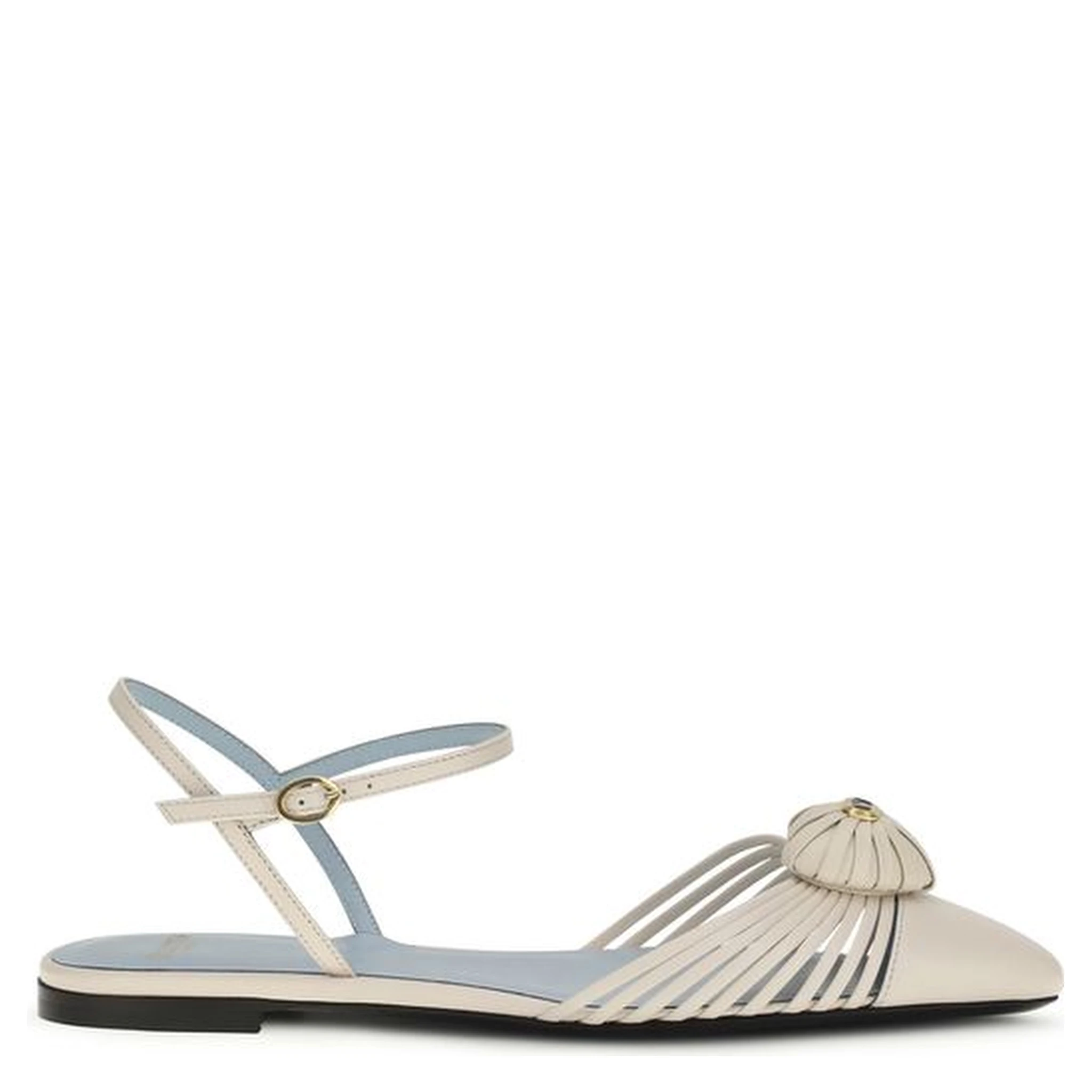 Beige Calf Leather Bos Taurus Ballet Flats