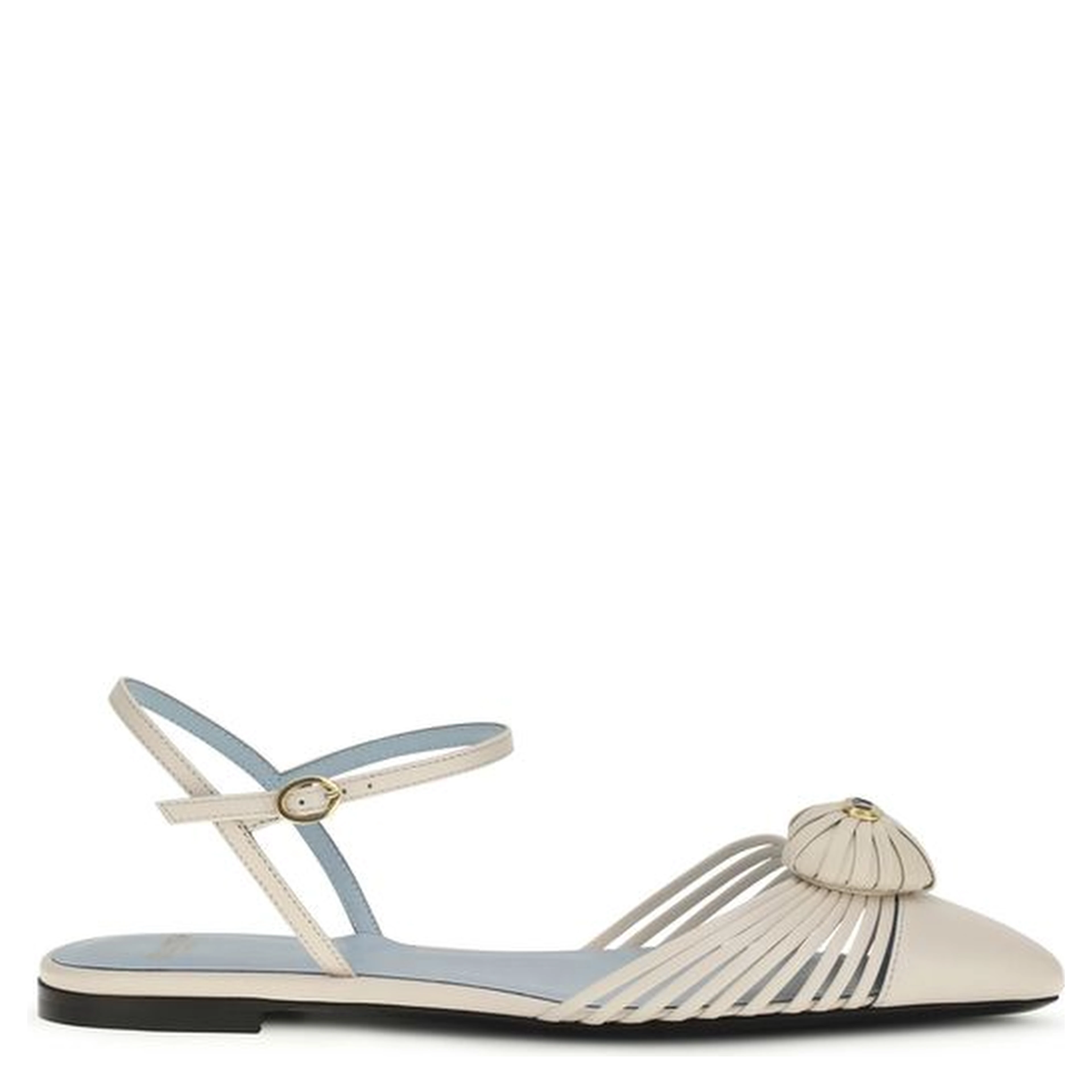 Beige Calf Leather Bos Taurus Ballet Flats