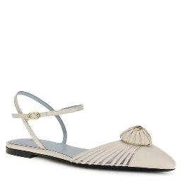 Beige Calf Leather Bos Taurus Ballet Flats