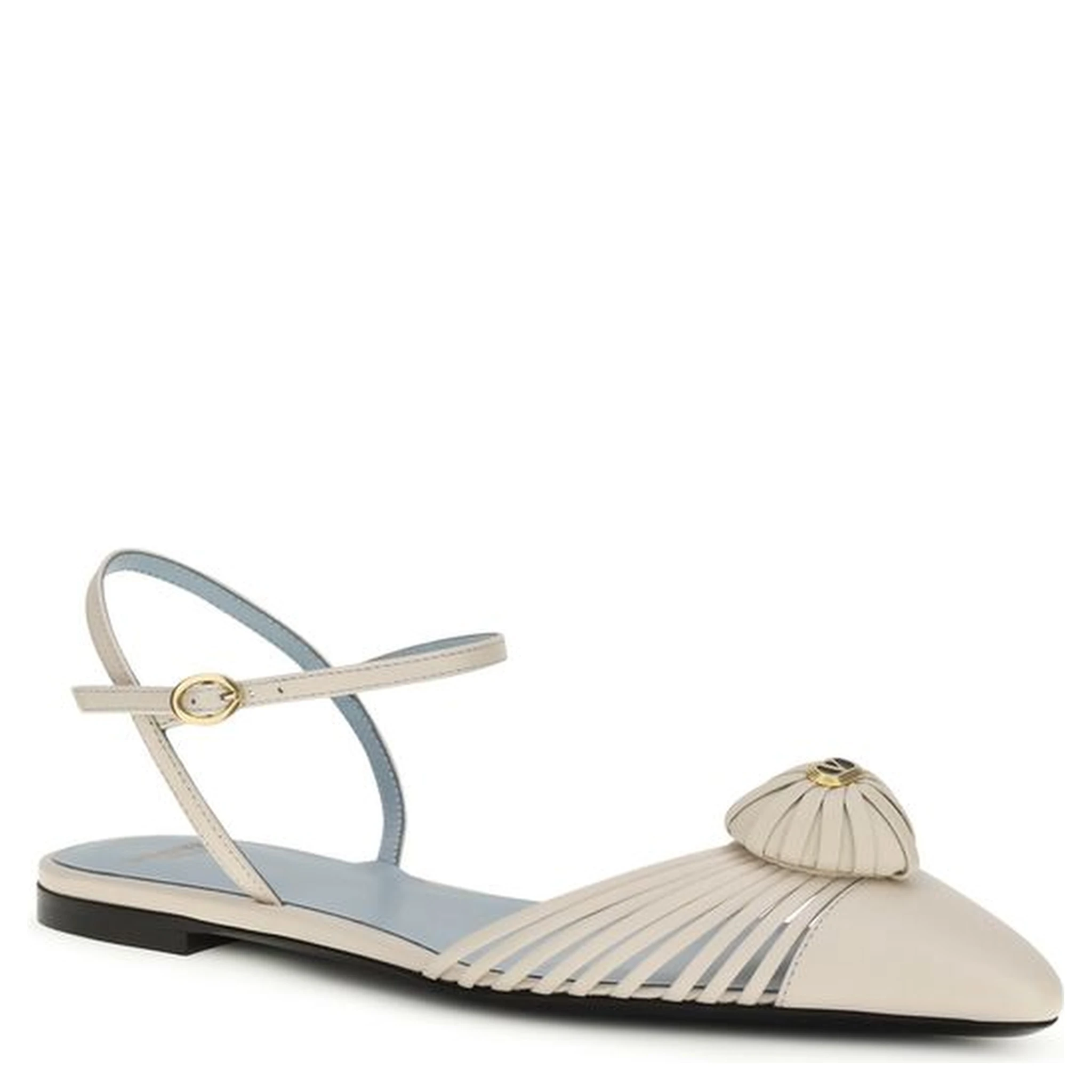 Beige Calf Leather Bos Taurus Ballet Flats