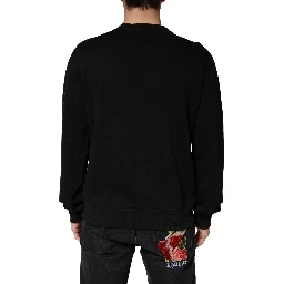 Sweater Black Cotton Crewneck Sweatshirt
