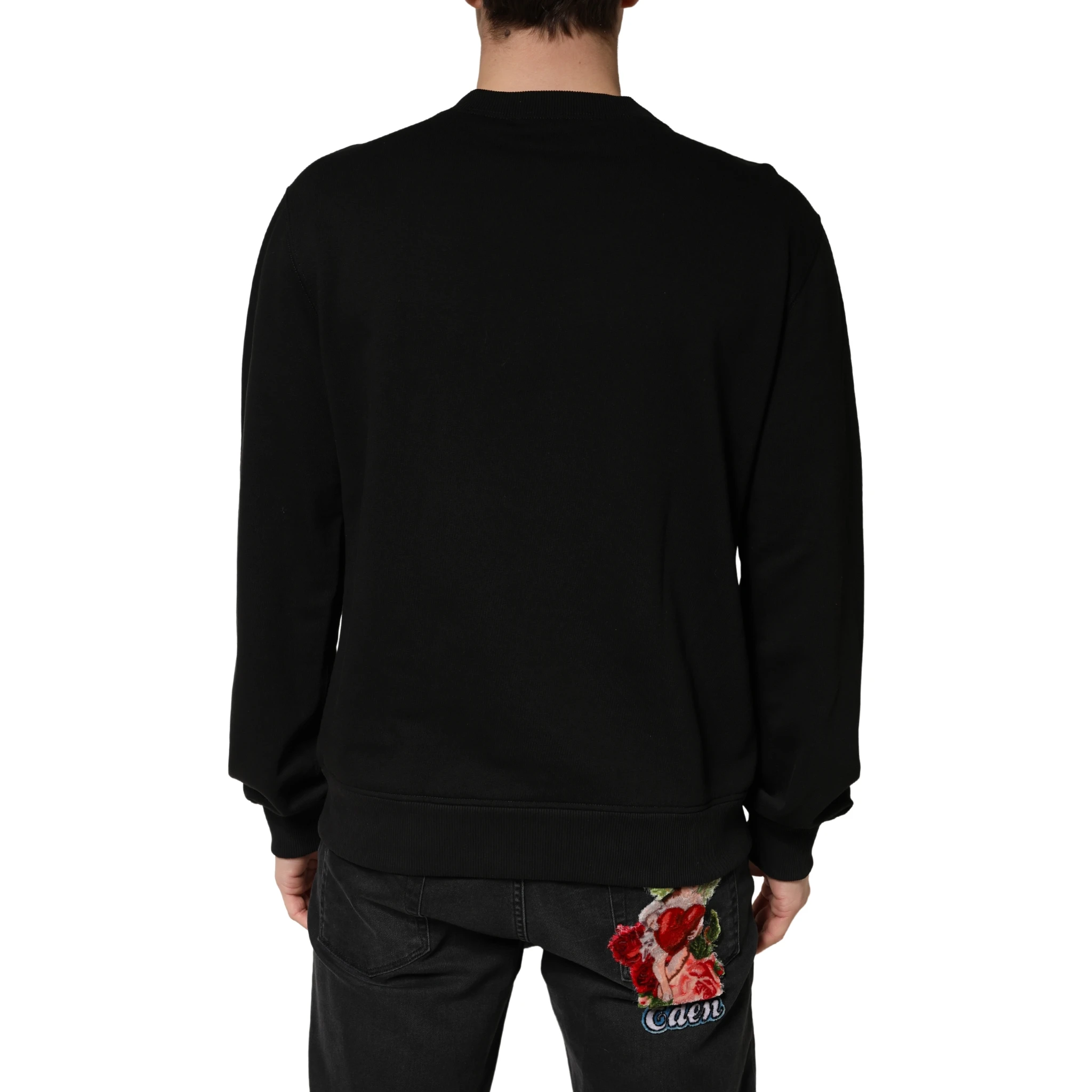 Sweater Black Cotton Crewneck Sweatshirt