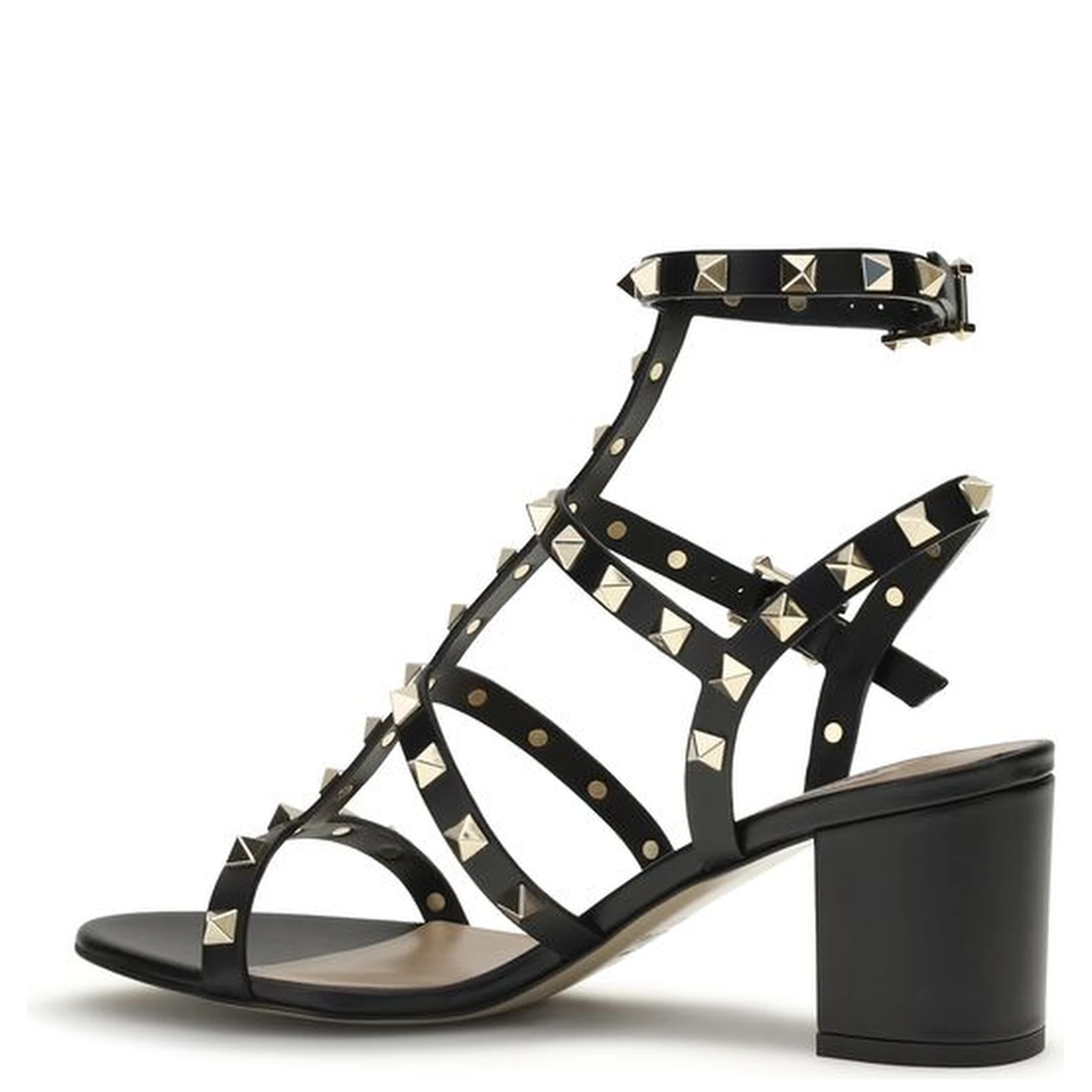 صندل بوس توروس ذو نعل سميك من جلد العجل الأسود