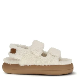 White Calf Leather Bos Taurus Flat Sandals