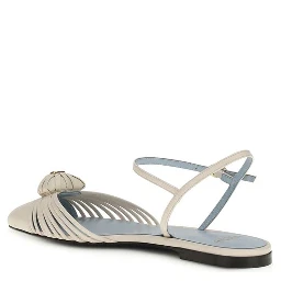 Beige Calf Leather Bos Taurus Ballet Flats