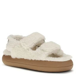 White Calf Leather Bos Taurus Flat Sandals