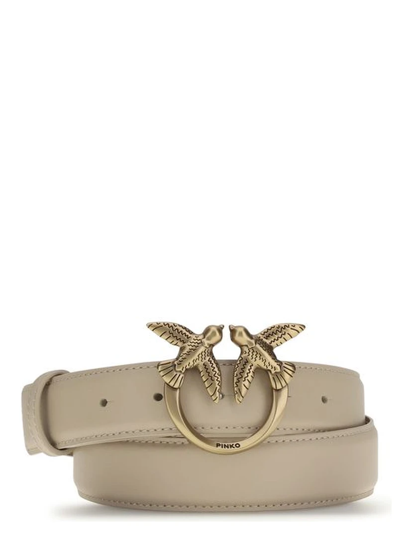 Beige Calf Leather Bos Taurus Belt