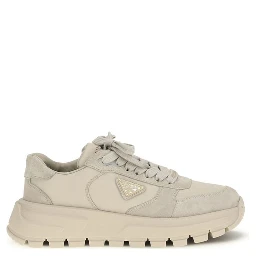 Beige Calf Leather Bos Taurus Athletic Sneakers