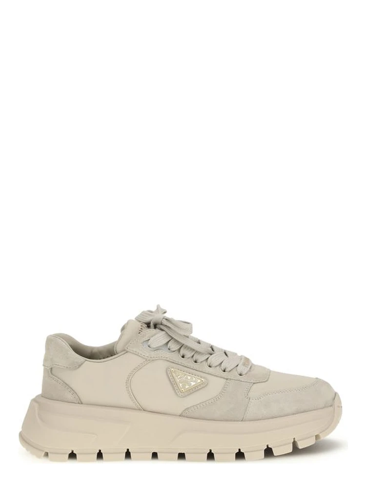 Beige Calf Leather Bos Taurus Athletic Sneakers