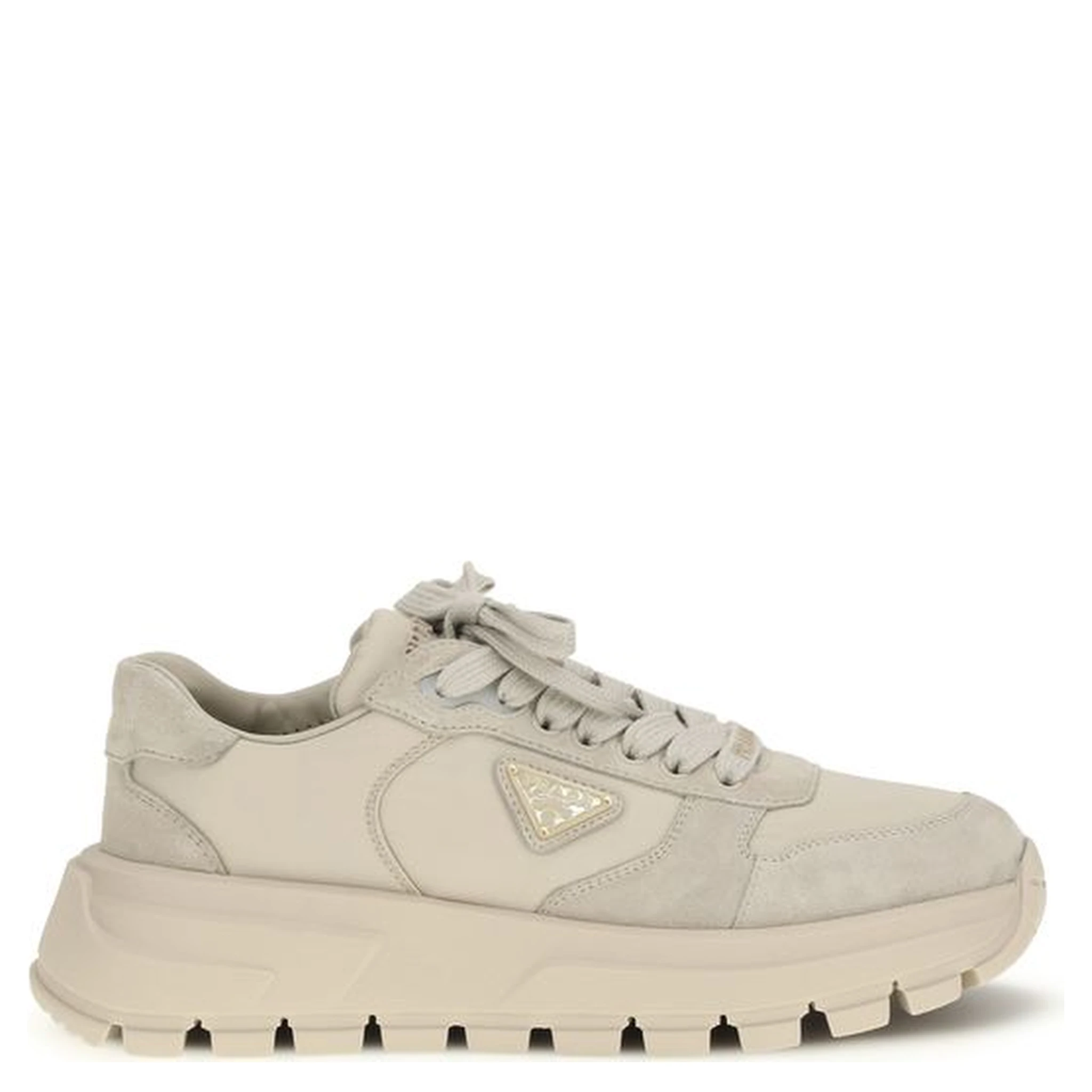 Beige Calf Leather Bos Taurus Athletic Sneakers
