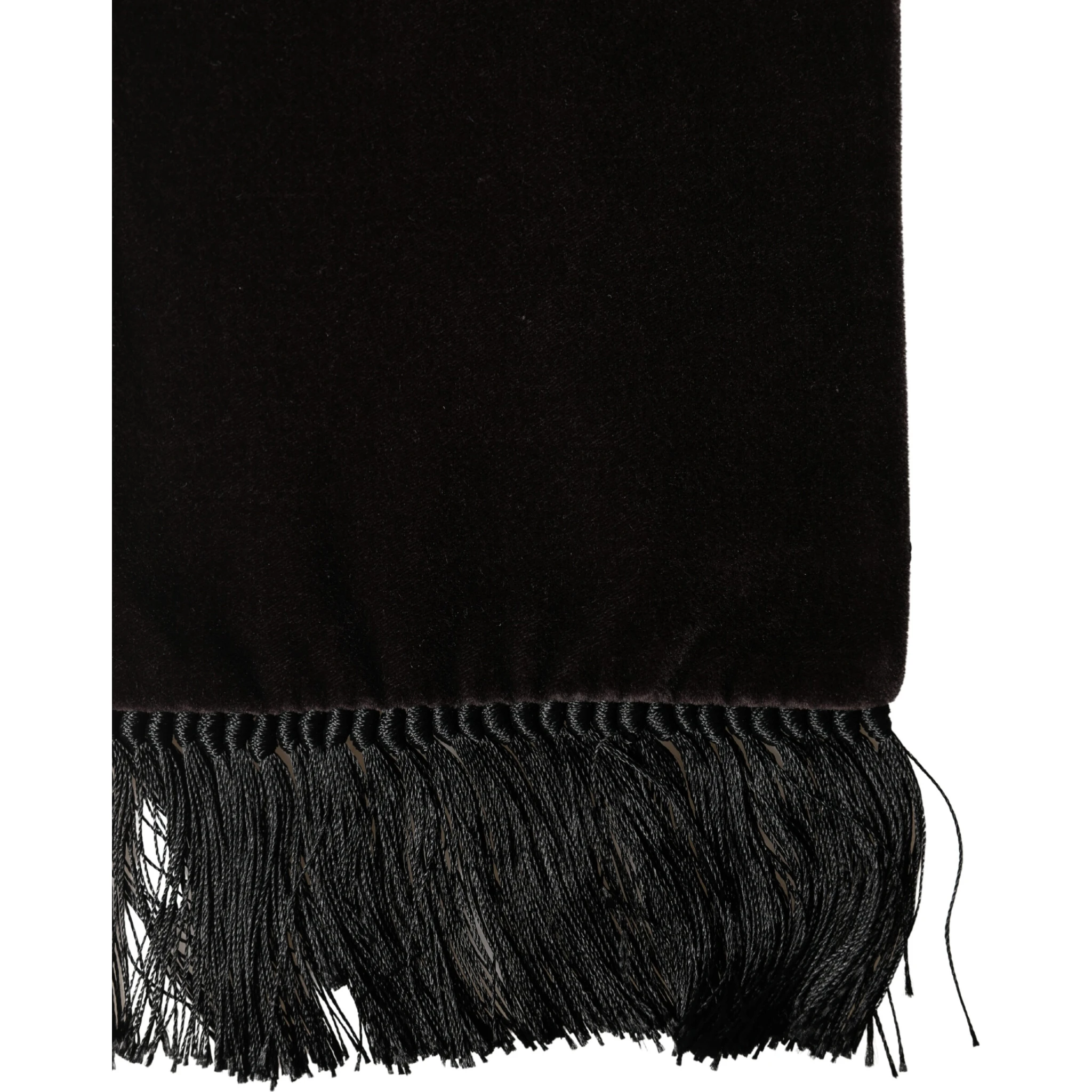 Black Silk Fringe Neck Wrap Foulard 139.5cm x 15.5cm Scarf