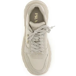 Beige Calf Leather Bos Taurus Athletic Sneakers