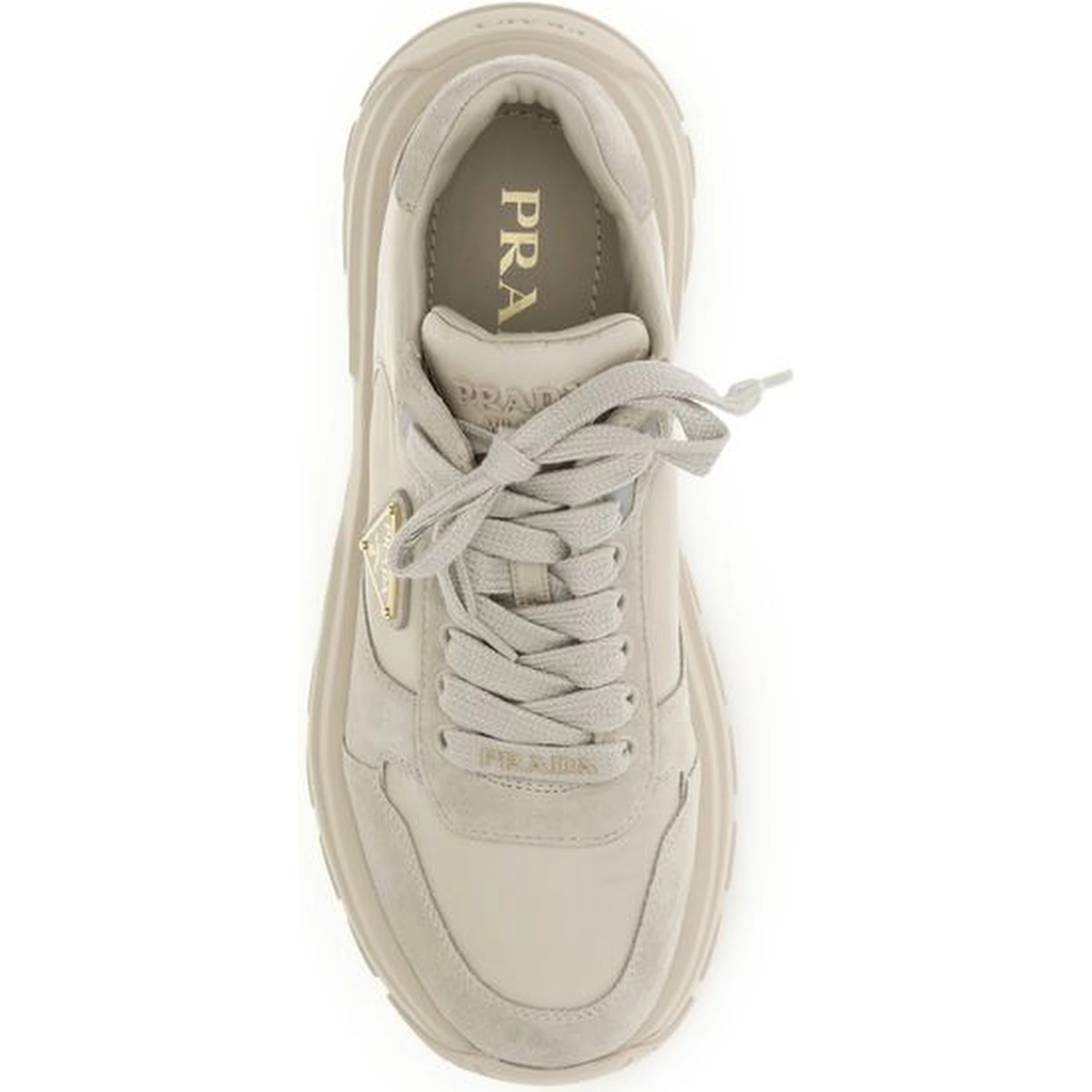 Beige Calf Leather Bos Taurus Athletic Sneakers