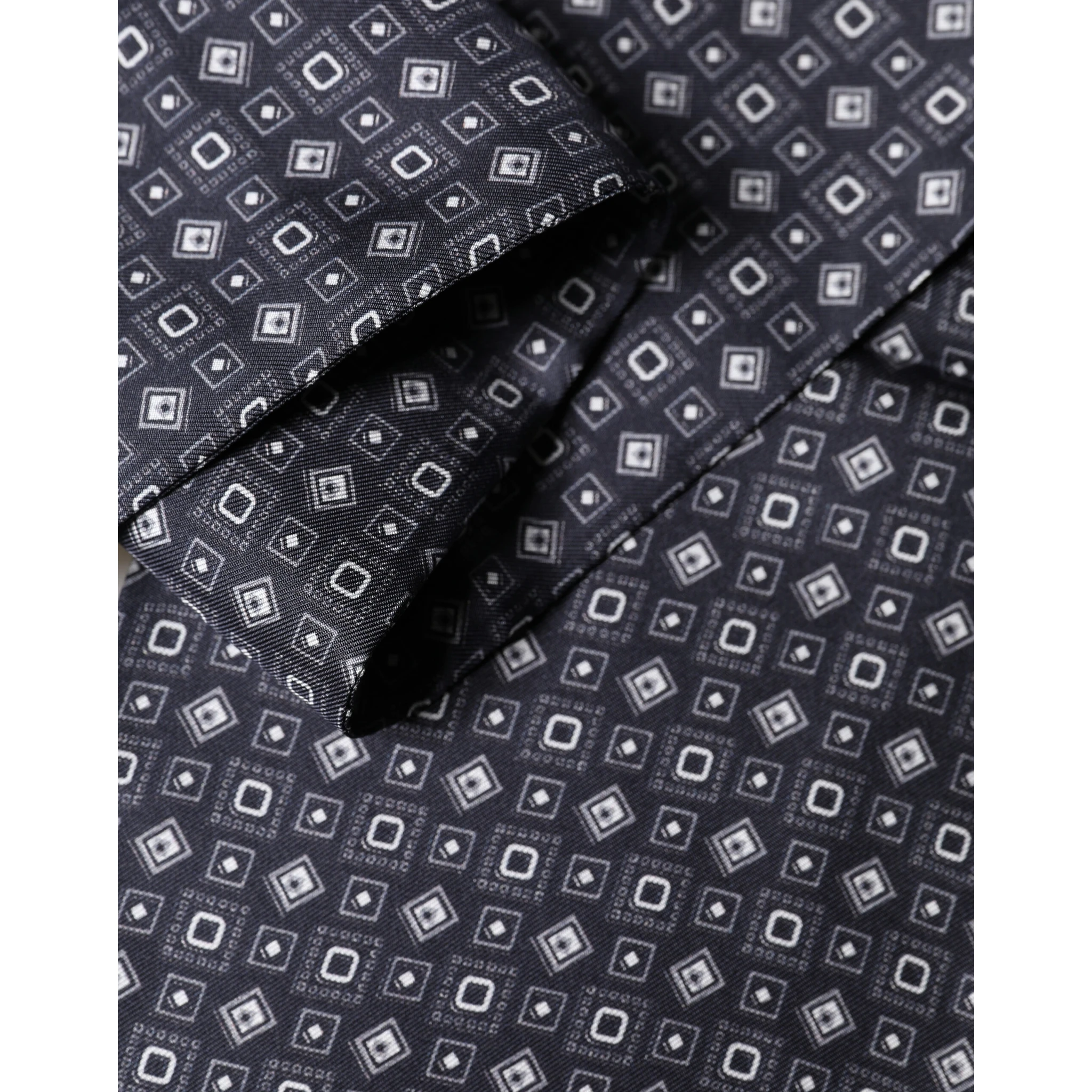 Black Silk Geometric Fringe Wrap Foulard 136cm X 15cm  Scarf