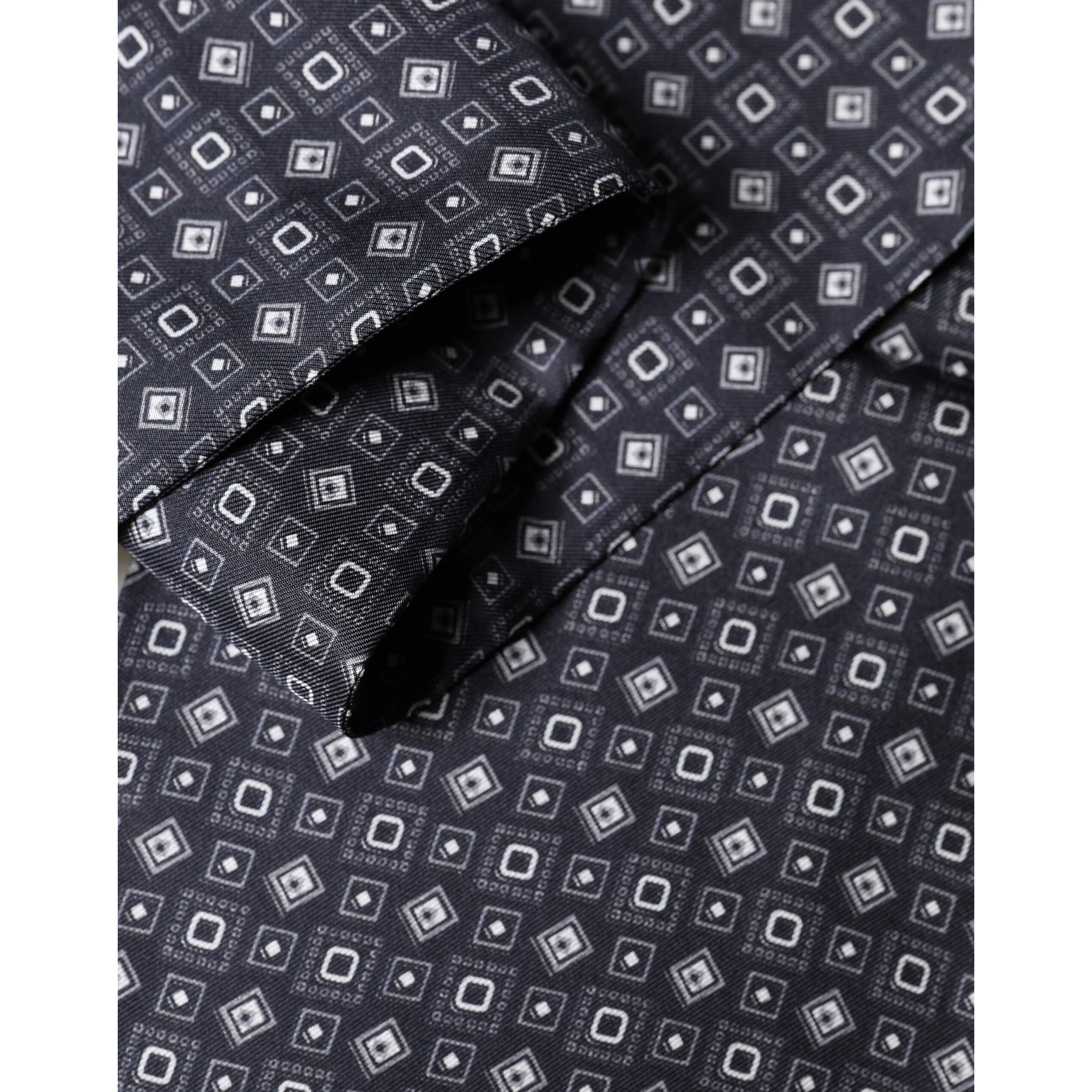 Black Silk Geometric Fringe Wrap Foulard 136cm X 15cm  Scarf