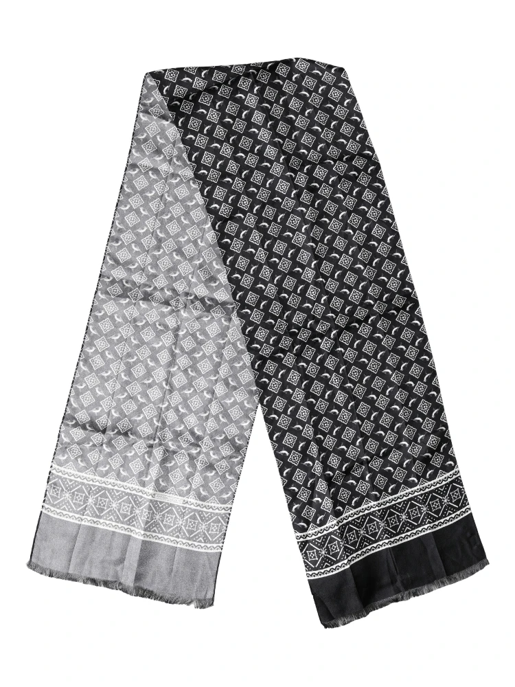 Black Gray Silk Bird Fringe Wrap Foulard 140cm X 23cm Scarf alternative