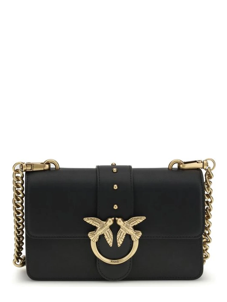 حقيبة كتف بوس توروس من جلد العجل الأسود