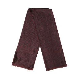 Burgundy Black Silk Paisley Foulard 135cm X 22cm  Scarf