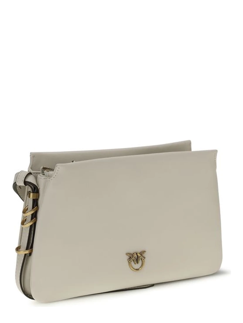 حقيبة كتف بوس توروس من جلد العجل الأبيض