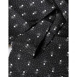 Black White Silk Dotted Print Foulard 140cm X 15cm Scarf