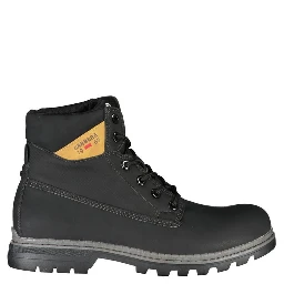 Black Polyurethane Men Ankle Boot