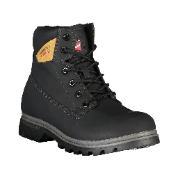 Black Polyurethane Men Ankle Boot