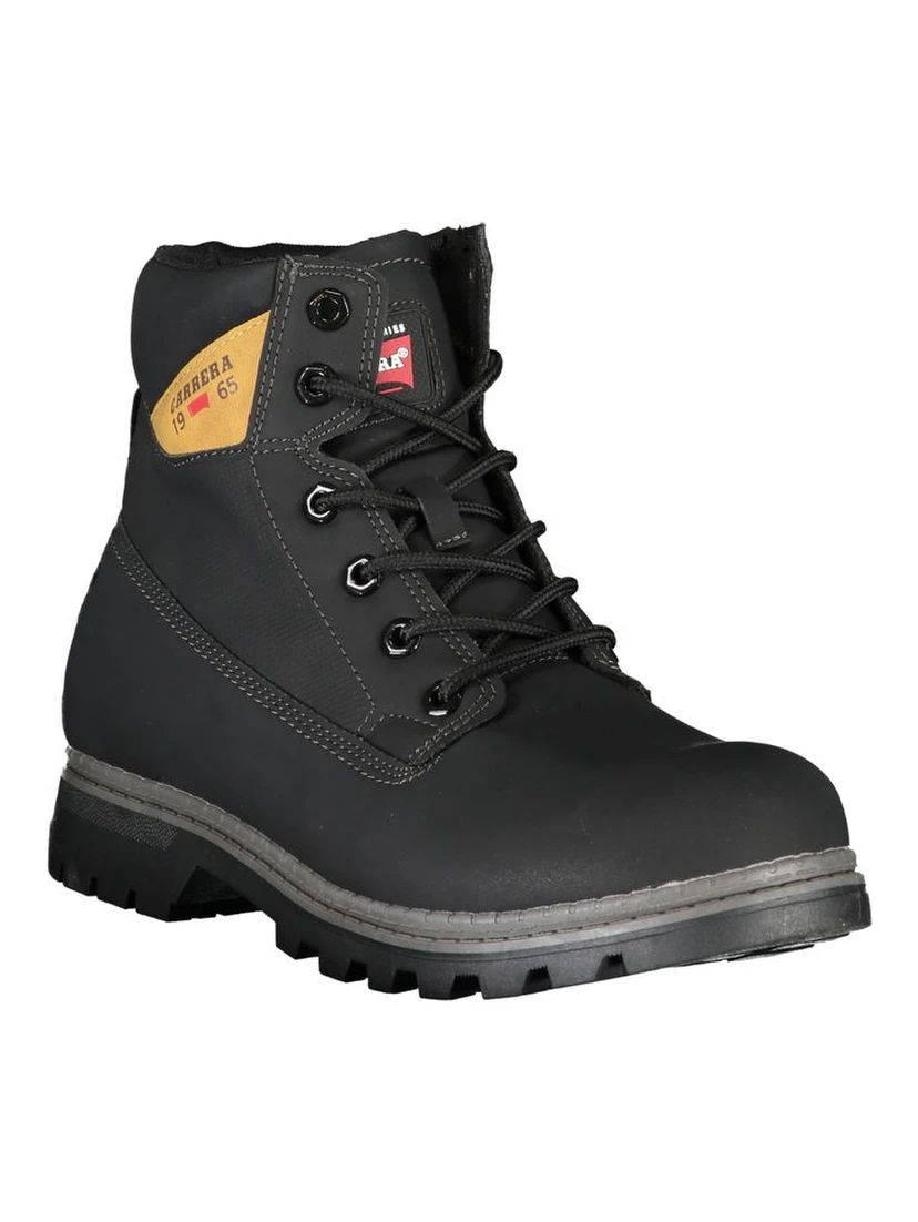 Black Polyurethane Men Ankle Boot