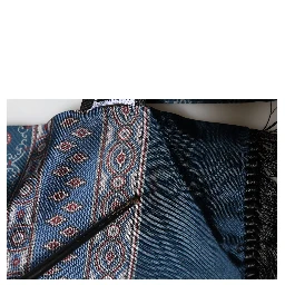 Blue Silk Crown Geometric Wrap Foulard 184cm X 33cm Scarf