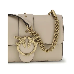 Beige Calf Leather Bos Taurus Shoulder Bag