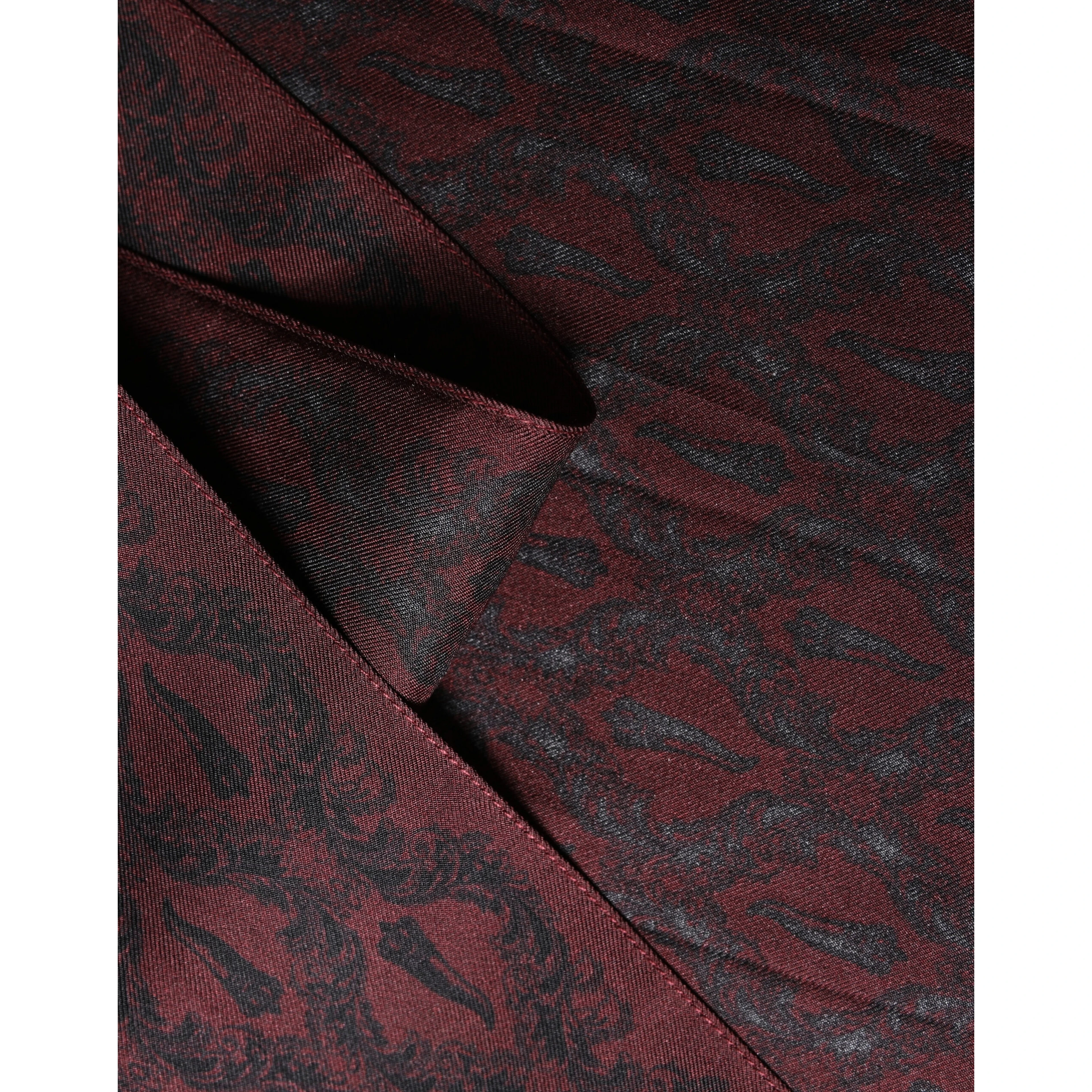 Burgundy Black Silk Paisley Foulard 135cm X 22cm  Scarf