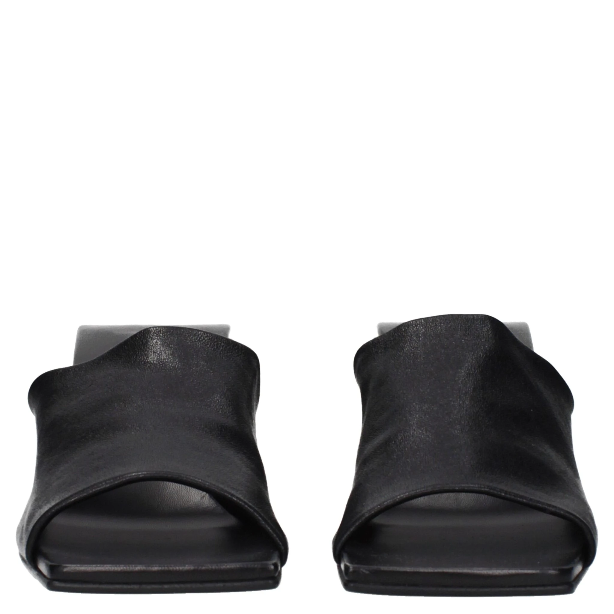 Black Leather Stiletto Heel Sandals