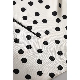 White Black Polka Dot Neck Wrap Foulard 165.5cmx32cm Scarf
