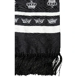 Black Silk Crown Fringe Neck Wrap 173cm x 32.5cm Scarf