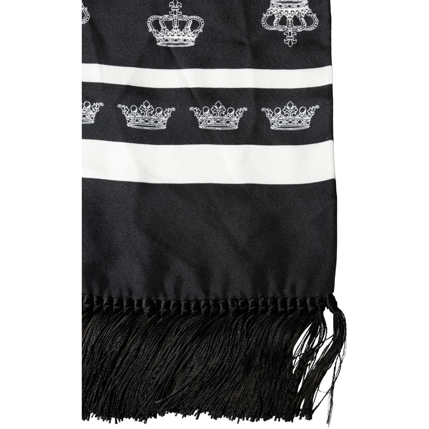 Black Silk Crown Fringe Neck Wrap 173cm x 32.5cm Scarf