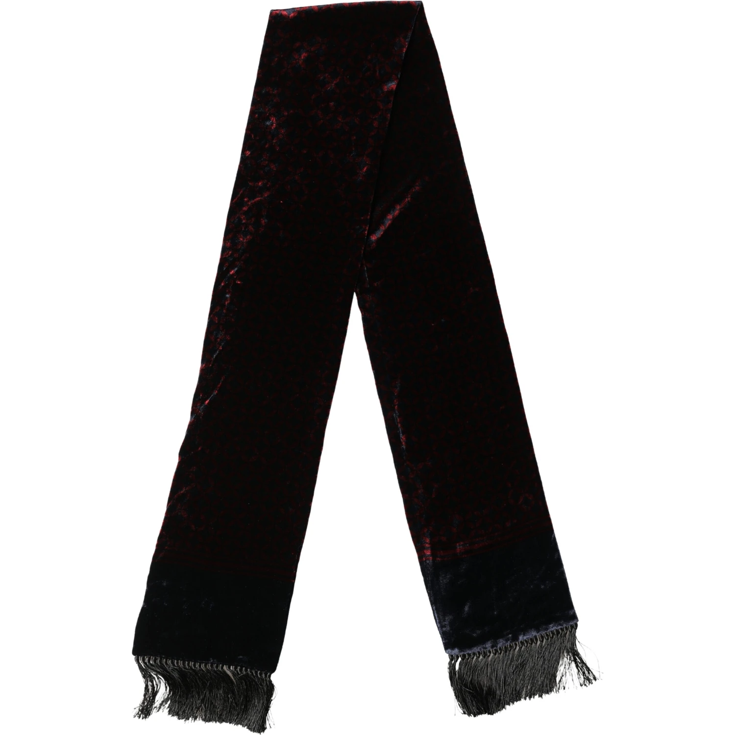 Black Red Rayon Geometric Pattern Fringe 140cm X 16cm Scarf