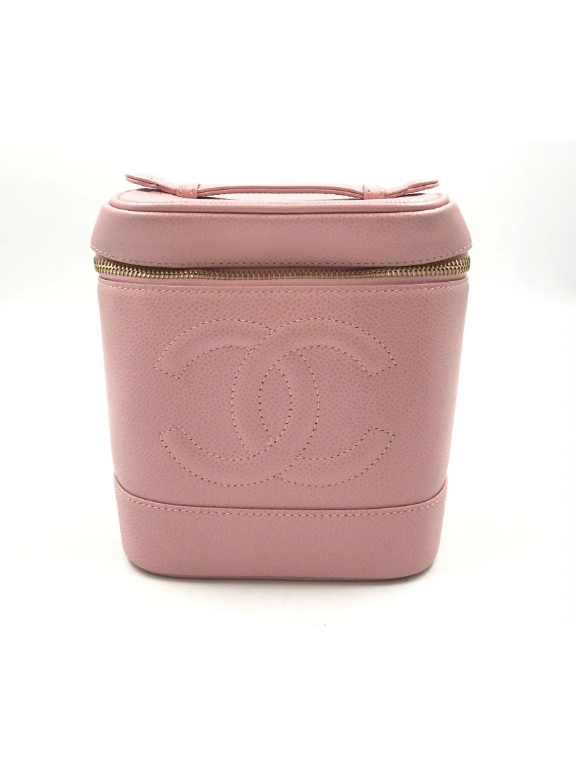 Pink Caviar Vanity Case With Zipper