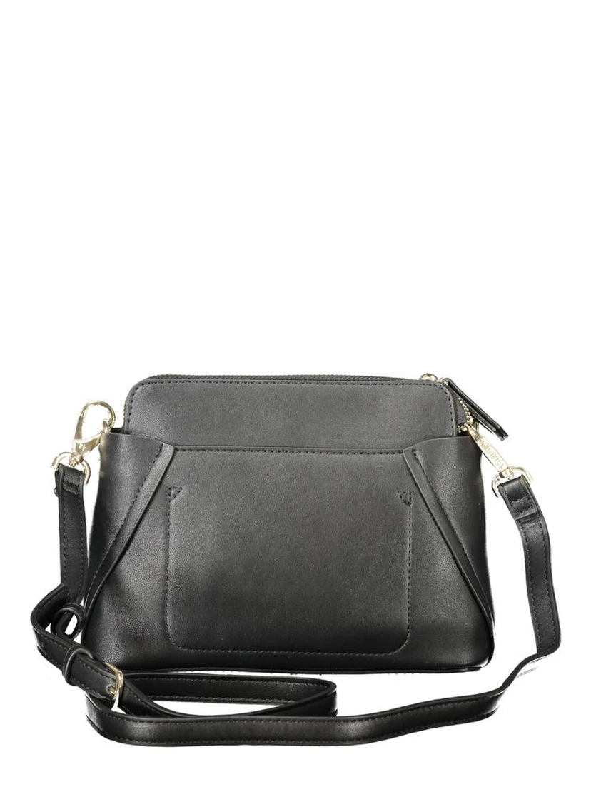 Black Polyurethane Shoulder Bag