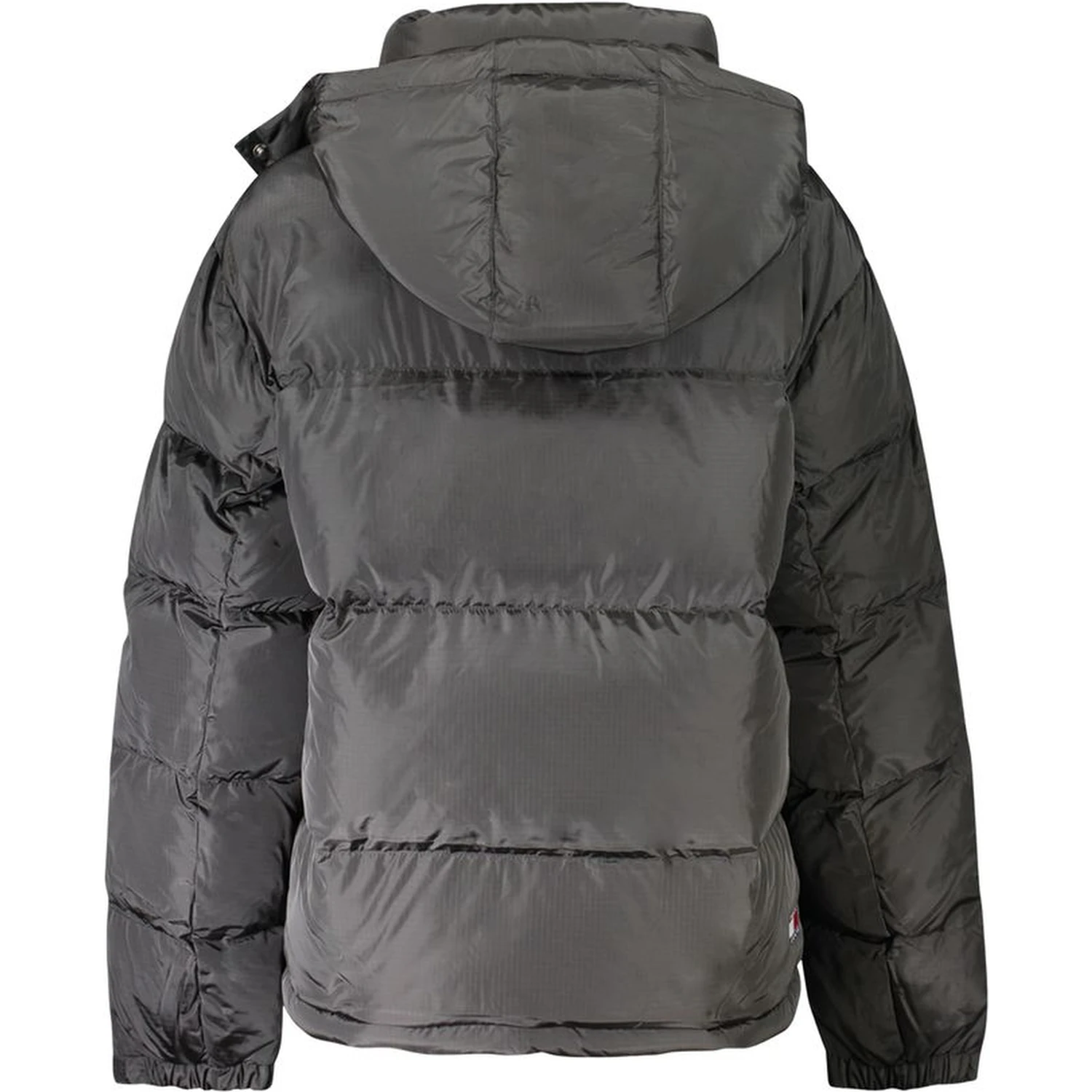 "Black Polyester Women Jacket with Removable Hood"