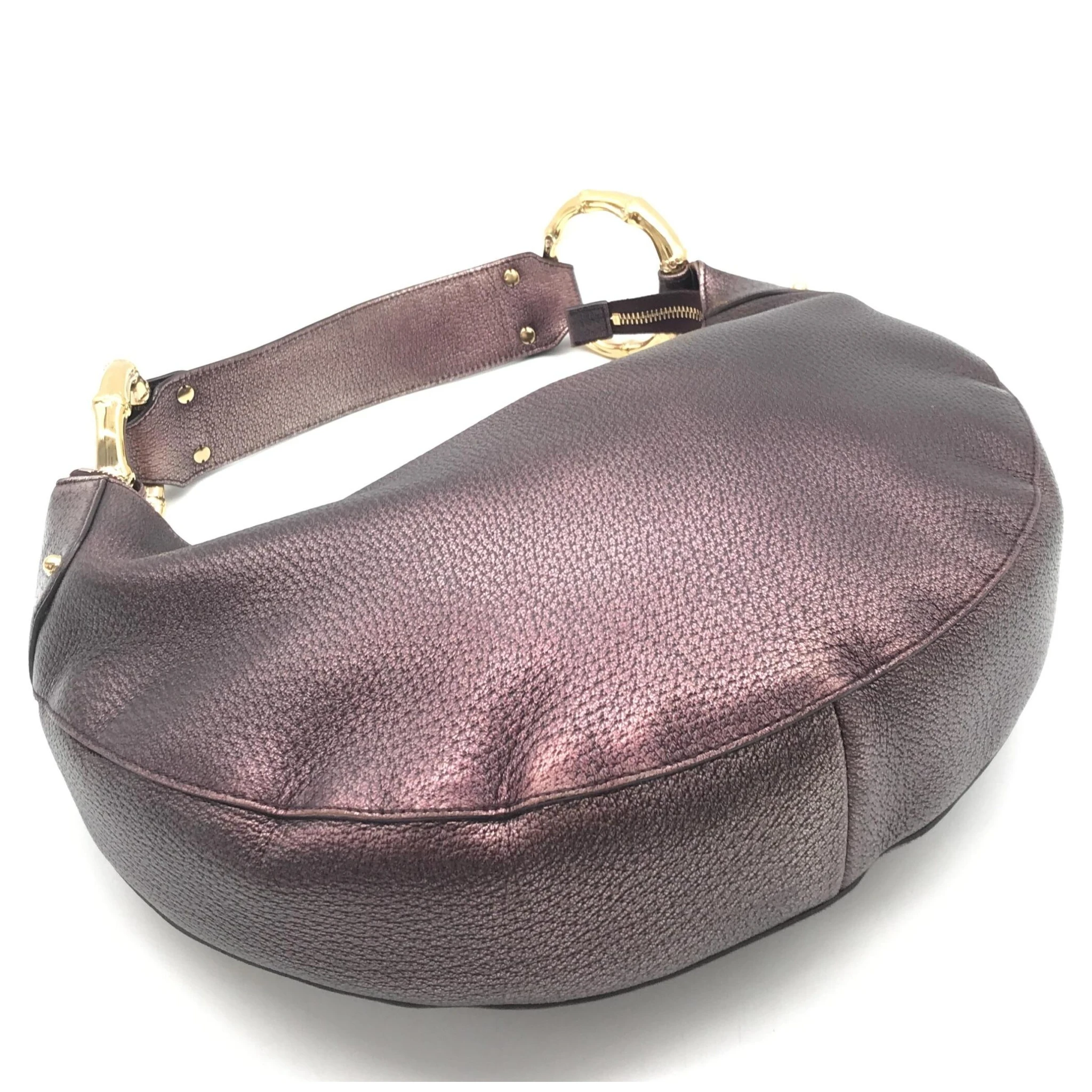 Metallic Leather Bamboo Ring Hobo Bag