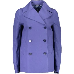 Blue Cotton Women Coat Jacket