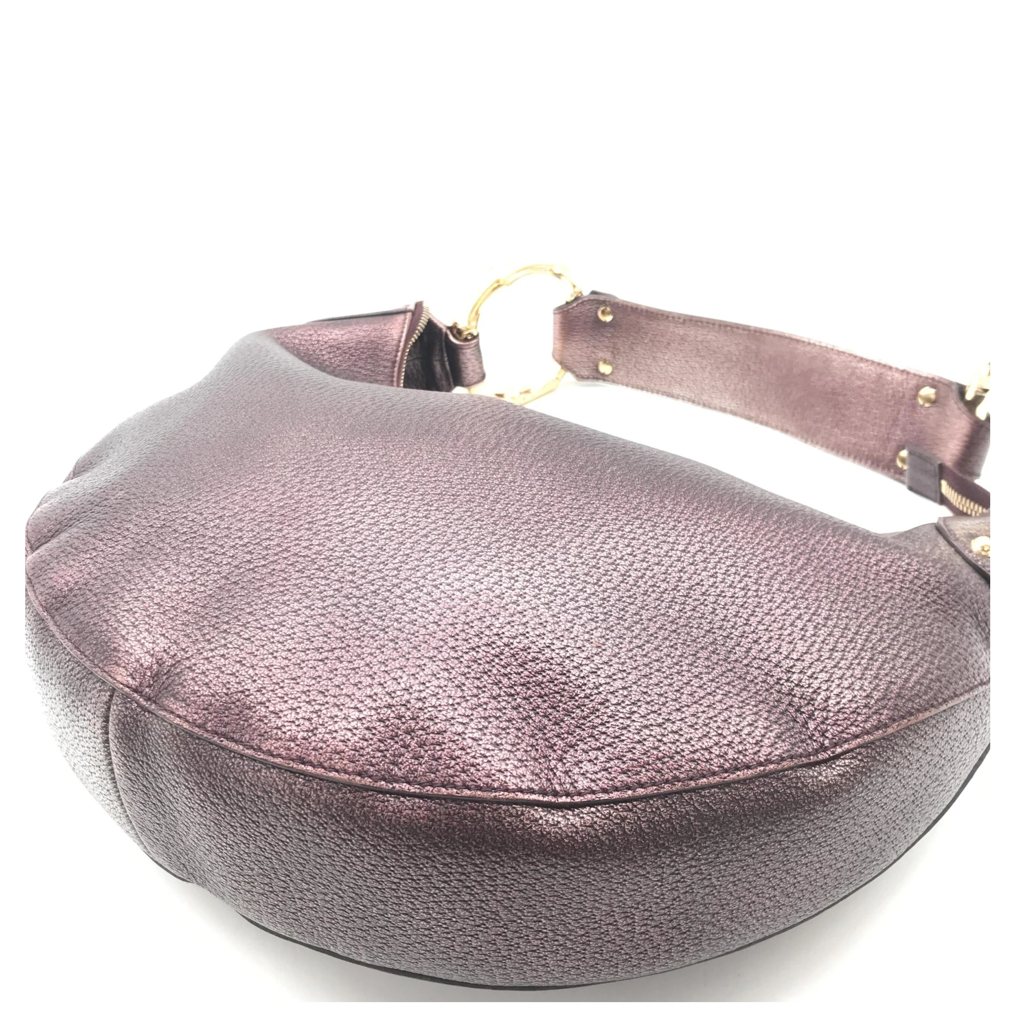 Metallic Leather Bamboo Ring Hobo Bag