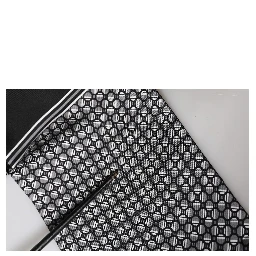 Black Silk Geometric Fringed Foulard 140cm x 15cm Scarf