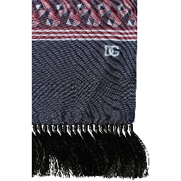 Multicolor Geometric Pattern Silk Fringe 142cm X 15cm Scarf