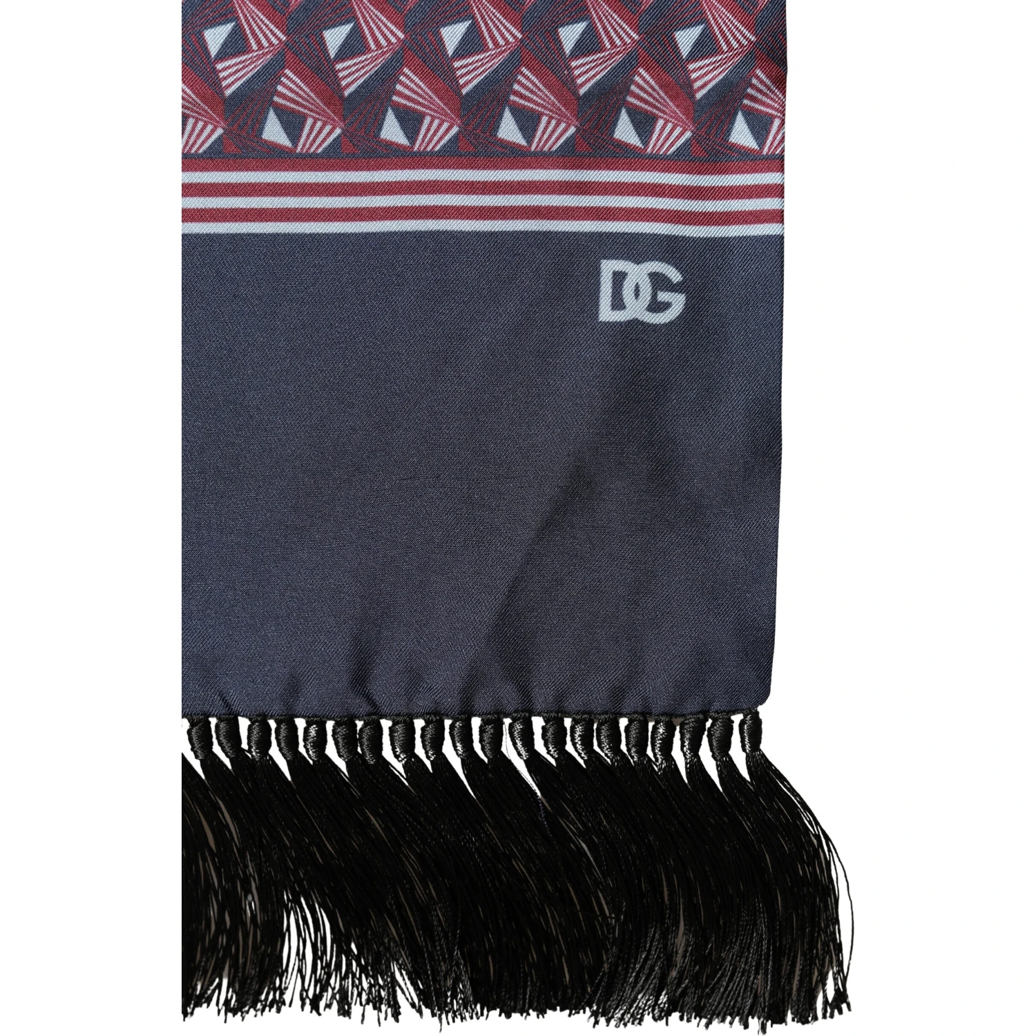Multicolor Geometric Pattern Silk Fringe 142cm X 15cm Scarf