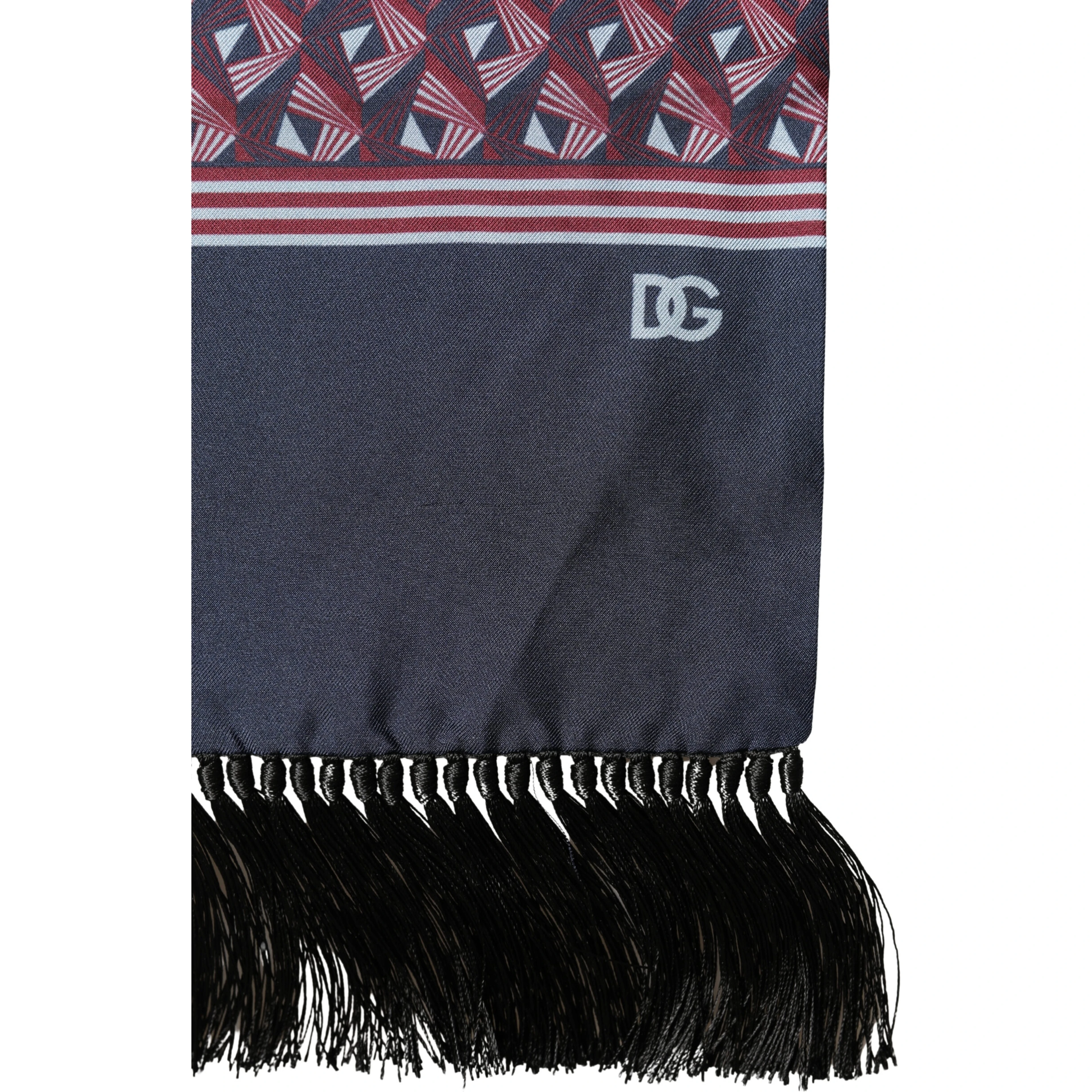 Multicolor Geometric Pattern Silk Fringe 142cm X 15cm Scarf