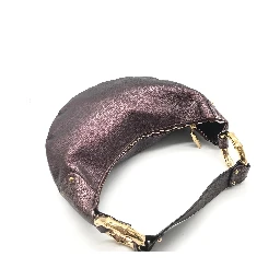 Metallic Leather Bamboo Ring Hobo Bag