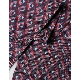 Multicolor Geometric Pattern Silk Fringe 142cm X 15cm Scarf