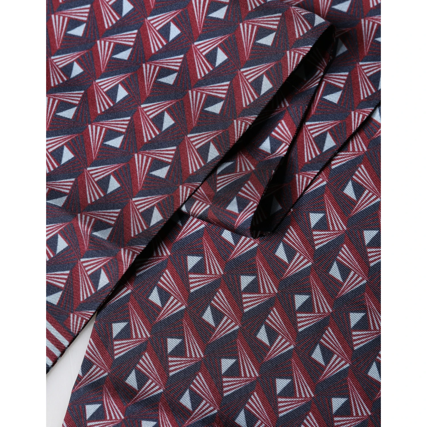 Multicolor Geometric Pattern Silk Fringe 142cm X 15cm Scarf