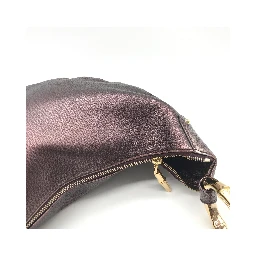 Metallic Leather Bamboo Ring Hobo Bag